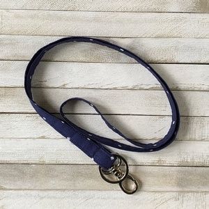 Navy Blue w/ Polka Dots Lanyard